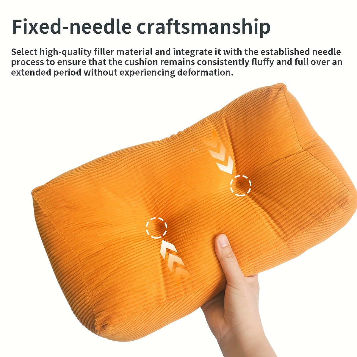 1pc Thickened Multi-Functional Lumbar Support Pillow, Retro Style Machine Washable Corduroy Fabric Suitable for Office Chairs and Home Decor, Concave Seat Cushion with Polyester Filling, Backrest Nap Pillow, Can Be Used as Headrest. 7.87inch*15.75inch