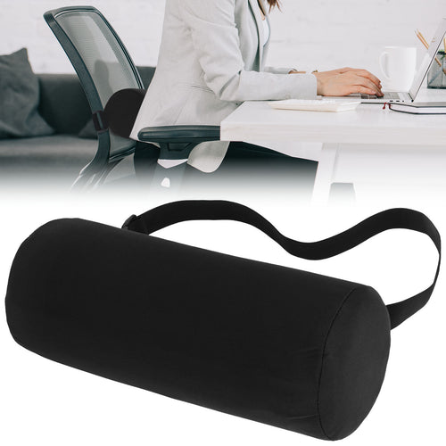 1pc Ergonomic Lumbar Support Pad, Backrest Cushion, Lightweight Knit Fabric Cover, Spot-Clean, for Car Seat & Home Office Use, Black
