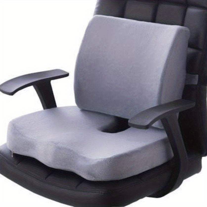 Ergonomic Memory Foam Chair Cushion Set with Lumbar Support - Thick, Height-Boosting Seat Pad for Office, Study & Bedroom Use - White