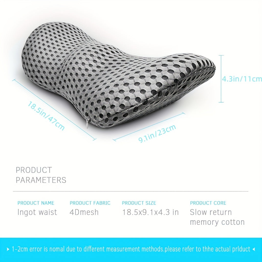 TTKXT Lumbar Support Pillow, Grey, Removable Cover, Machine Washable, Ideal for Car, Bed, Office Chair, Low Back Comfortable Back Support, Low Back Support|Ergonomic Design|Machine Washable Cover