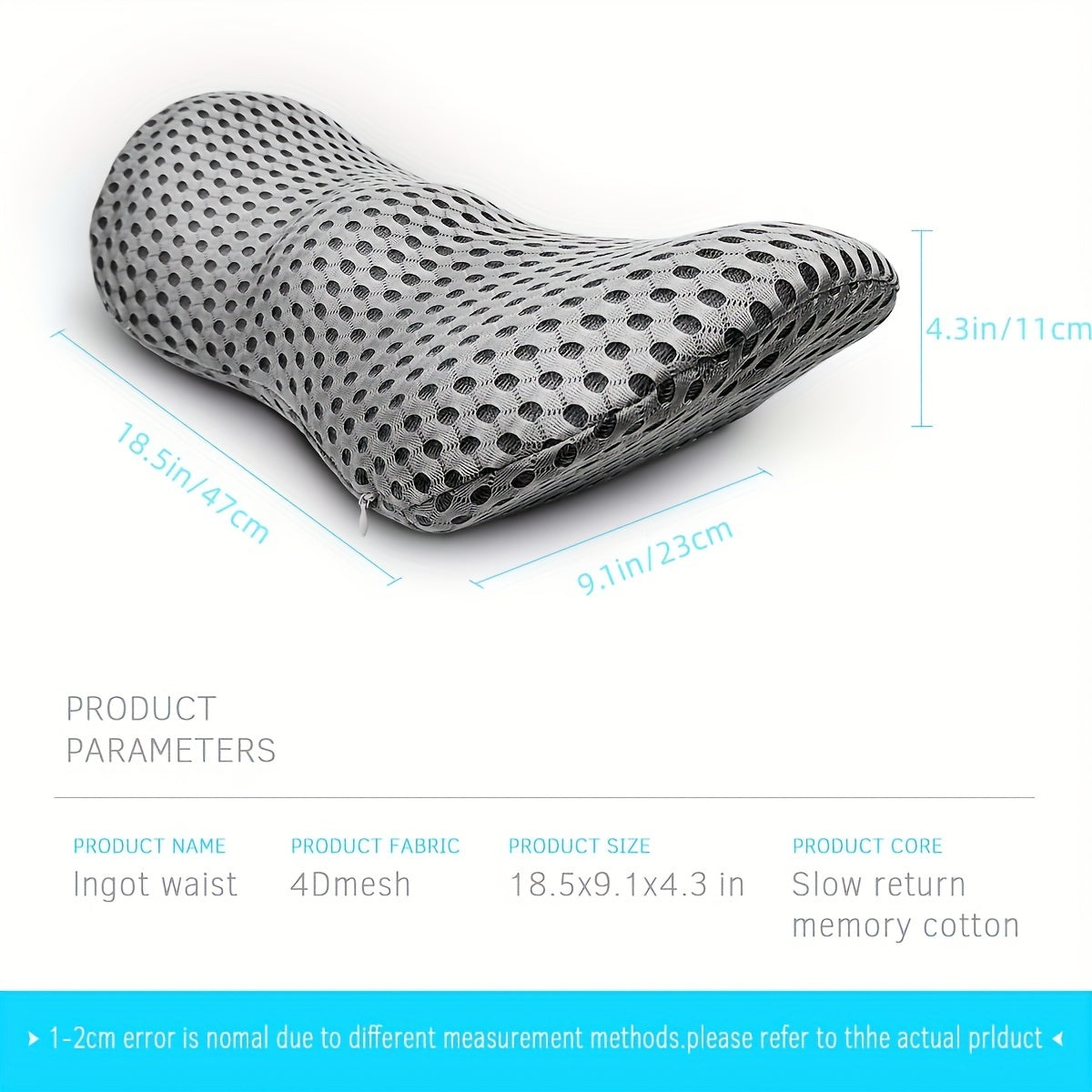 TTKXT Lumbar Support Pillow, Grey, Removable Cover, Machine Washable, Ideal for Car, Bed, Office Chair, Low Back Comfortable Back Support, Low Back Support|Ergonomic Design|Machine Washable Cover