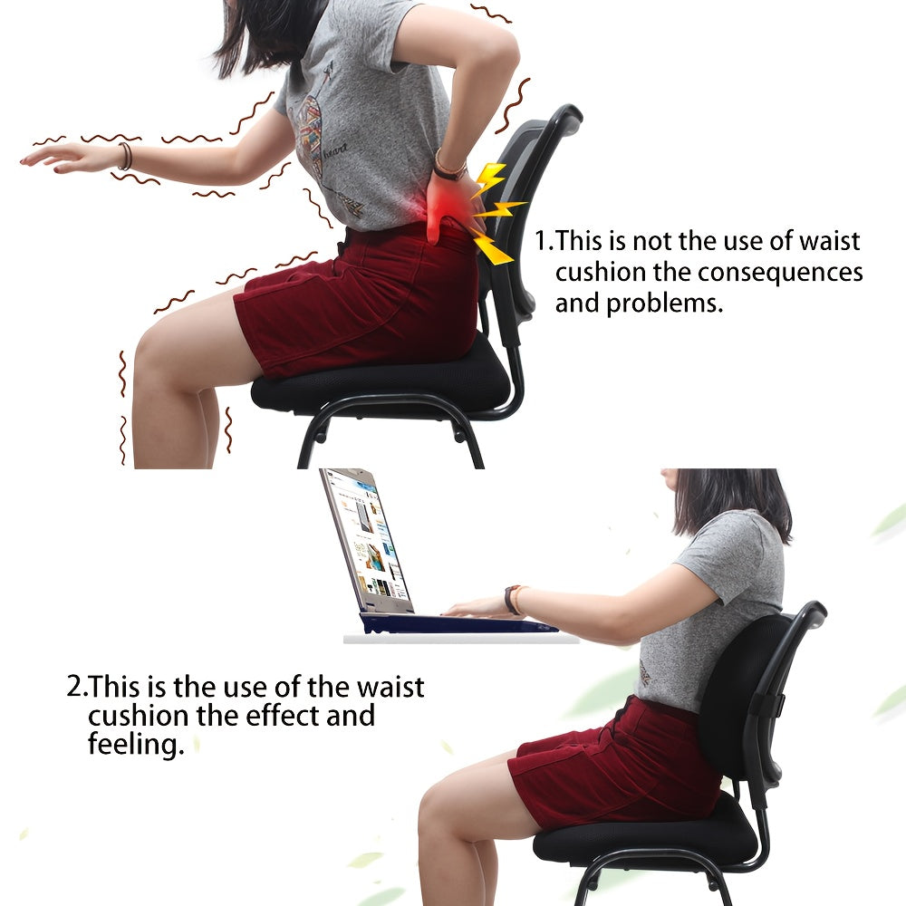 PRALENA 1pc Lumbar Pillow with Nylon Jacket & Straps, Ergonomic Design for Lumbar Support. Ideal for Office Chairs, Car Seats & Home Sofas. Relieves Back, Great for Adults. Size: 14.5"x11.5"x5"