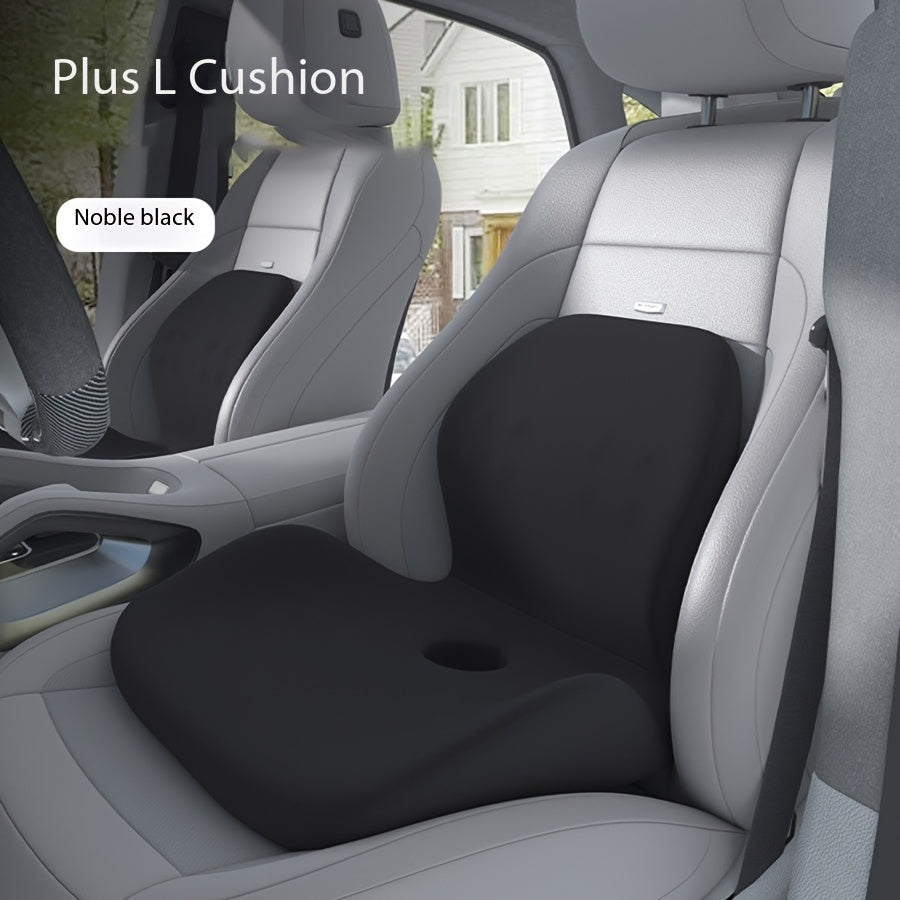 Ergonomic Seat Cushion with Backrest - Soft, Supportive, Washable Office Cushion for Hip and Lumbar Comfort, Ideal for Long-Term Sitting, Truck Drivers, and Desk Work, Black, Cushions for Sitting, Comfortable Seating, Contoured Design, Durable Cushion