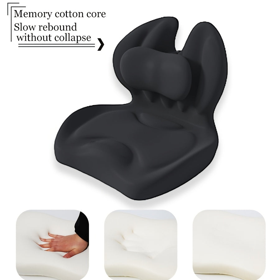 Ergonomic Memory Foam Office Chair Cushion – Lumbar Support for Car Seats, Relaxing Waist Pillow with Soft Non-Woven Fabric Cover, Prevents Collapse & Postpartum Discomfort, Available in Gray/Pink/Blue/Black