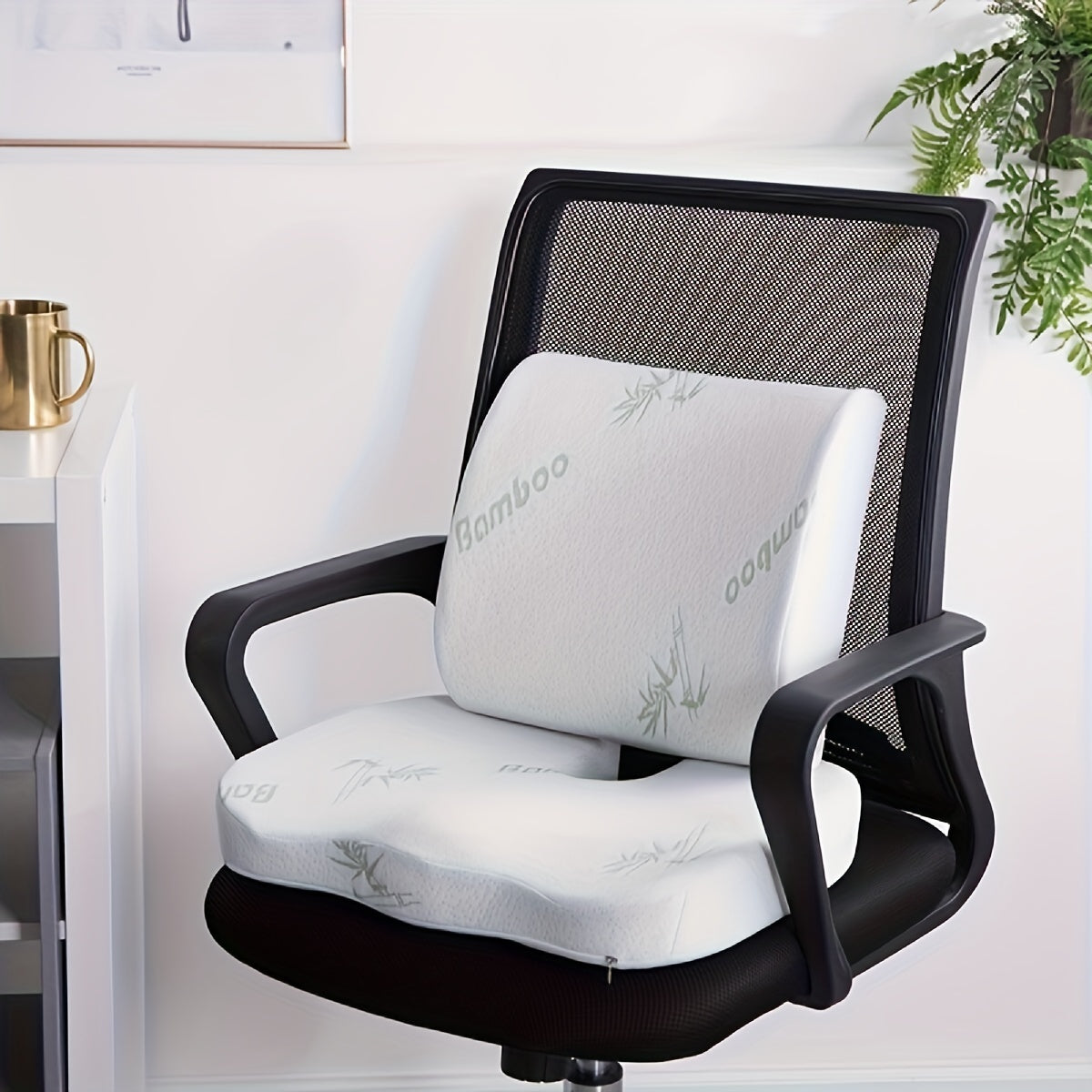 2pcs/set of memory slow rebound cushion, suitable for office chair cushion, car booster cushion, etc., 1 waist support cushion + 1 dining chair cushion, back support car office cushion