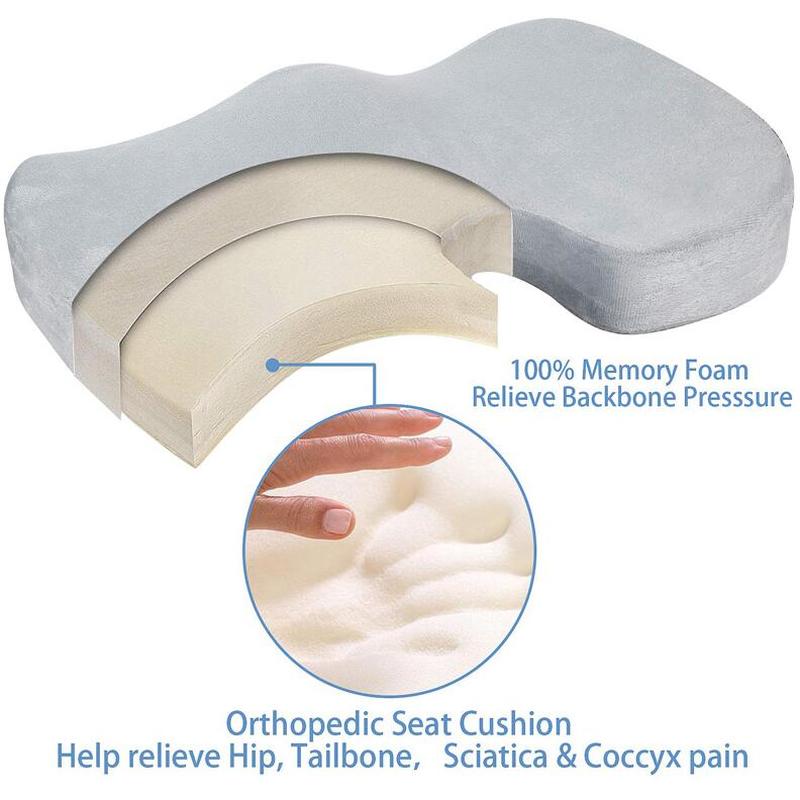 Relieve Back Pain & Improve Posture with Bamboo Fiber Memory Foam Waist Support Cushion Set for Home & Office Chairs