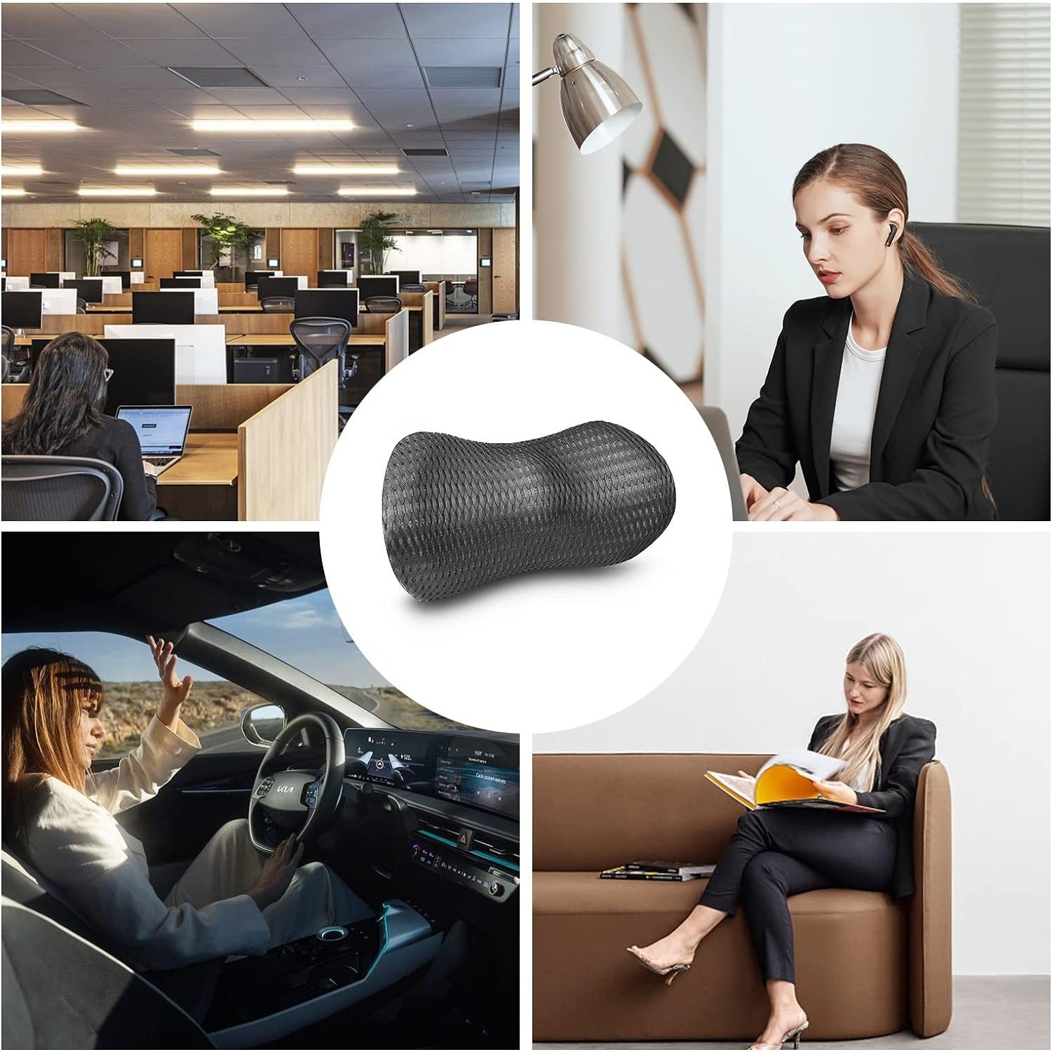 TTKXT Lumbar Support Pillow, Grey, Removable Cover, Machine Washable, Ideal for Car, Bed, Office Chair, Low Back Comfortable Back Support, Low Back Support|Ergonomic Design|Machine Washable Cover