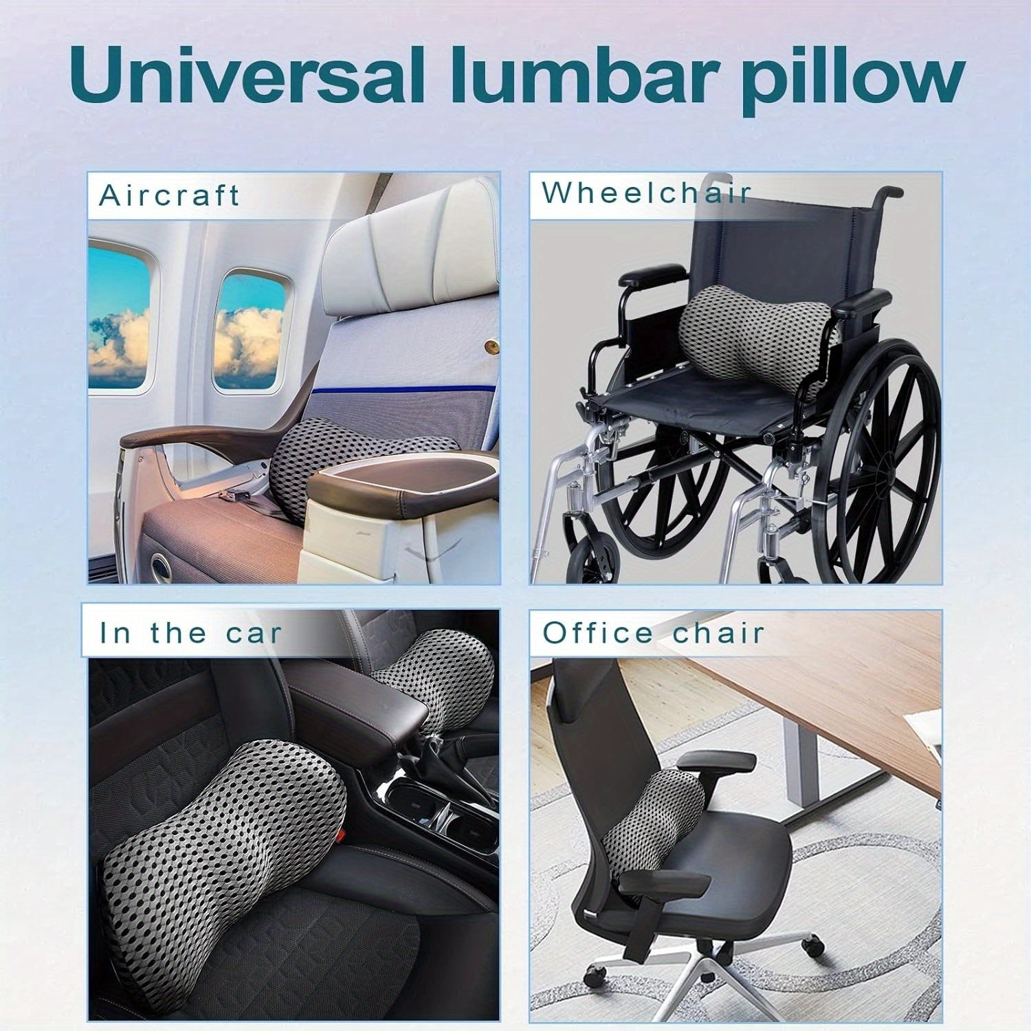 TTKXT Lumbar Support Pillow, Grey, Removable Cover, Machine Washable, Ideal for Car, Bed, Office Chair, Low Back Comfortable Back Support, Low Back Support|Ergonomic Design|Machine Washable Cover