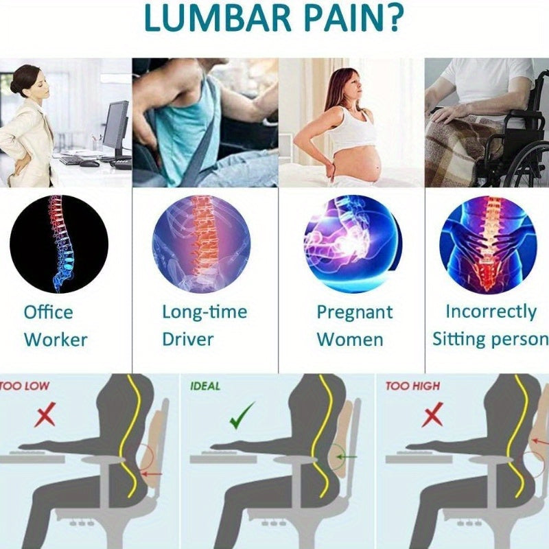 Lumbar Support Pillow for Office Chair Back Support Pillow for Car, Computer, Gaming Chair, Recliner Back Cushion for Pain Relief Improve Posture, Mesh Cover Double Adjustable Straps