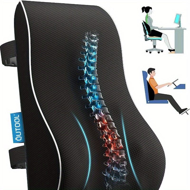 Lumbar Support Pillow for Office Chair Back Support Pillow for Car, Computer, Gaming Chair, Recliner Back Cushion for Pain Relief Improve Posture, Mesh Cover Double Adjustable Straps