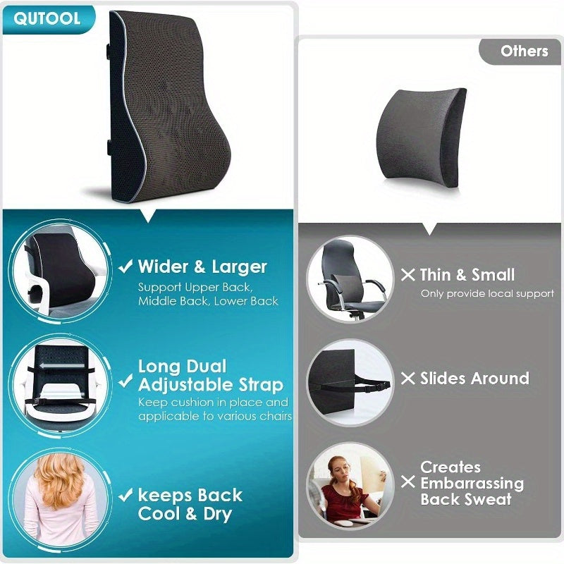 Lumbar Support Pillow for Office Chair Back Support Pillow for Car, Computer, Gaming Chair, Recliner Back Cushion for Pain Relief Improve Posture, Mesh Cover Double Adjustable Straps