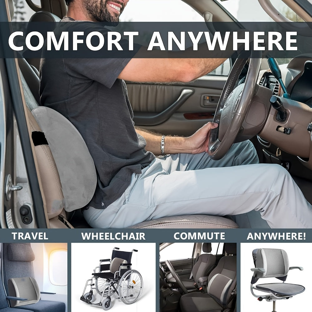 ComfiLife Lumbar Support Back Pillow Office Chair and Car Seat Cushion - Memory Foam with Adjustable Strap and Breathable