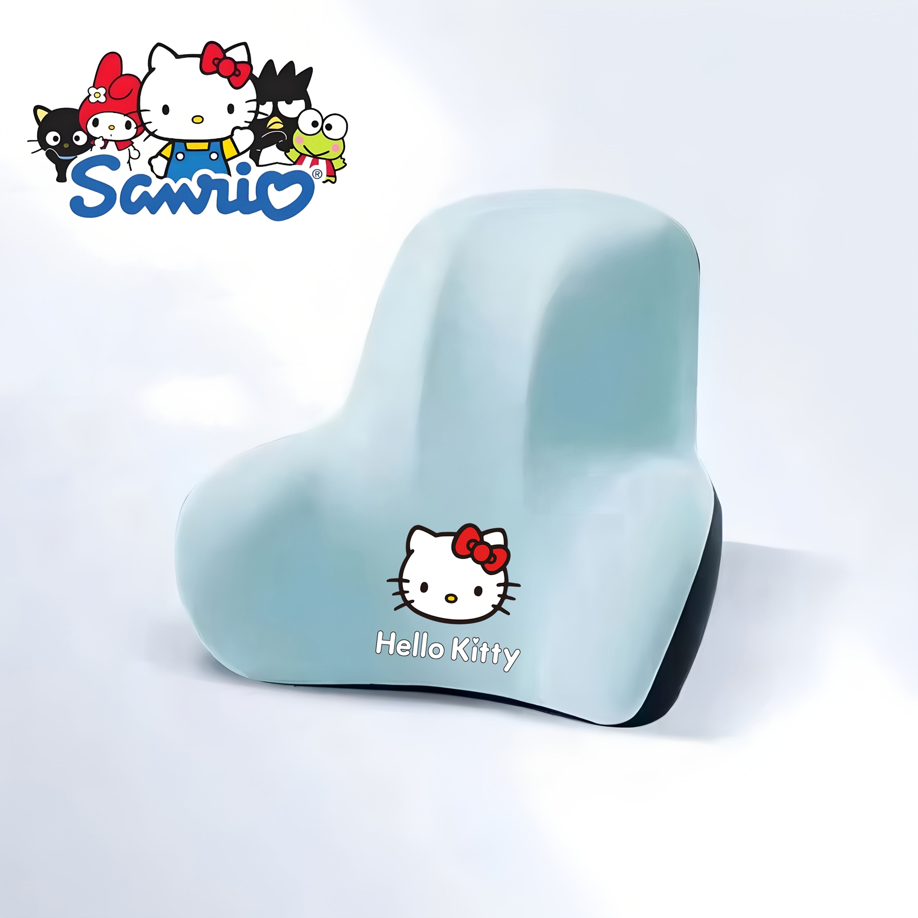 Sanrio for hello kitty Ergonomic Office Chair Cushion - Lightweight Portable Memory Foam Back Support with Contoured Design for Home Office, Car & Bed - Black, White, Pink, Blue, Grey, Chair Cushion for Office, Bedroom Comfort, Playful Character Design,
