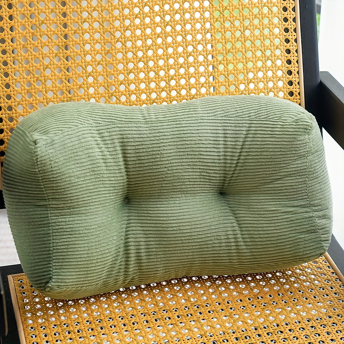 1pc Thickened Multi-Functional Lumbar Support Pillow, Retro Style Machine Washable Corduroy Fabric Suitable for Office Chairs and Home Decor, Concave Seat Cushion with Polyester Filling, Backrest Nap Pillow, Can Be Used as Headrest. 7.87inch*15.75inch