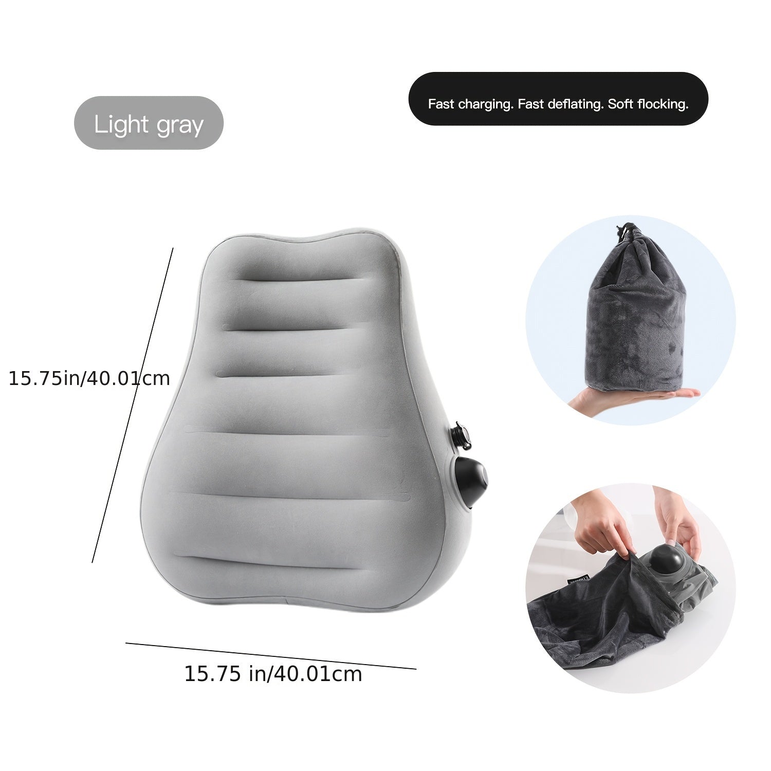 Teal Inflatable Lumbar Support Pillow - Ergonomic Travel Cushion with Pressure Relief Design for Long-Distance Flights, High-Speed Trains & Office Use - Washable Synthetic Fiber Cover, All-Season Comfort, Flight Comfort Accessory | Snug Fit Design,