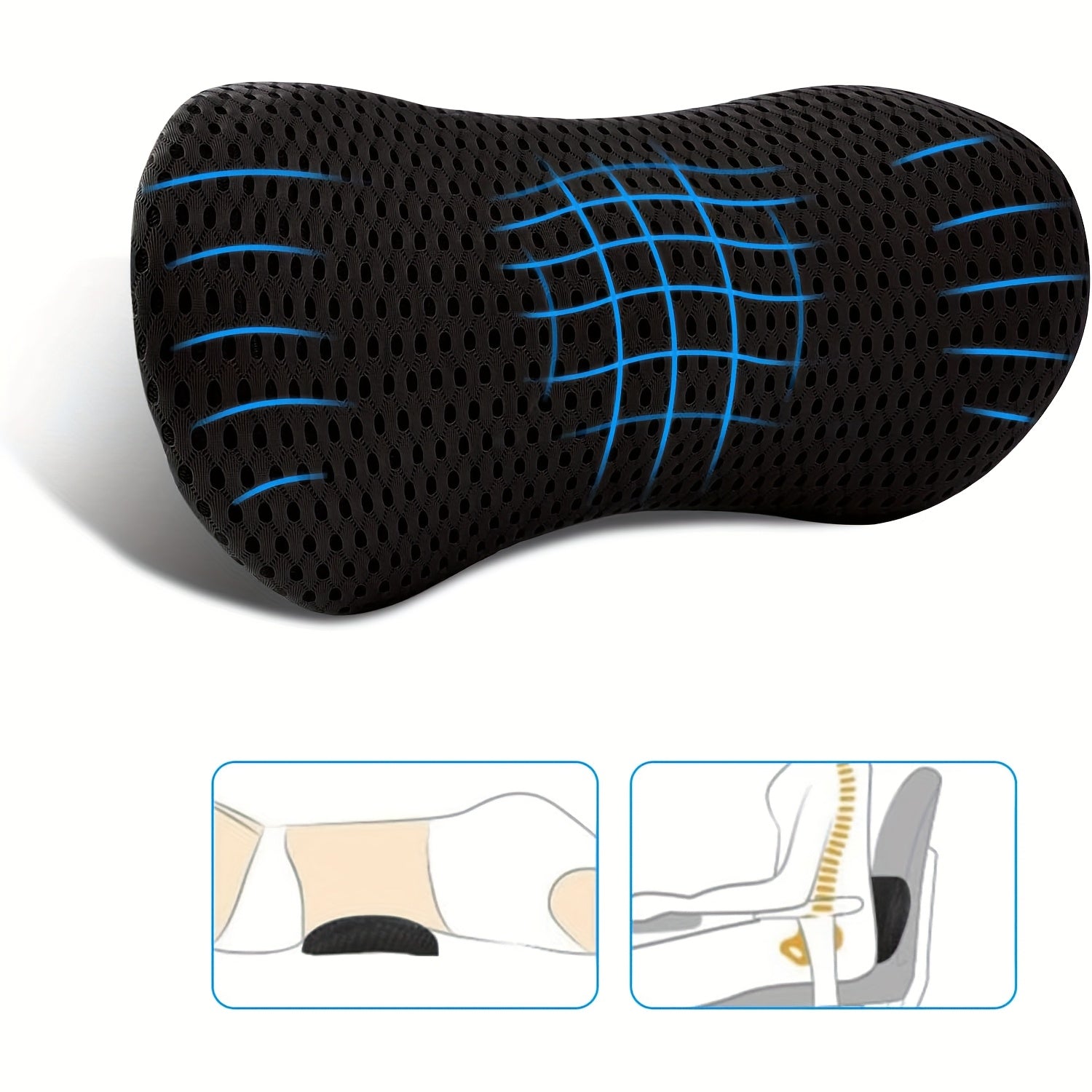 Lumbar Pillow, Lumbar Support Pillow for Office Chair and Car Seat, Back Support Pillow for Lower Back Relief, Support Cushion Back Pillow for Sleeping, Driving, Resting