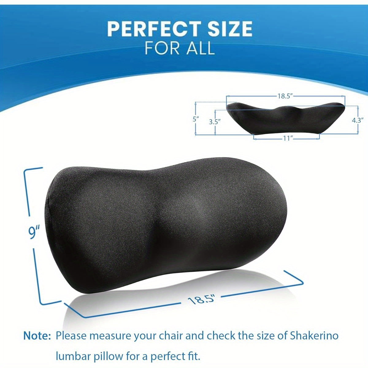 Premium Non-Slip Lumbar Support Pillow with Adjustable Strap - Fade-Resistant, Stay Put Design for Office Chair, Car Seat, Bed & Recliner - Black, Ergonomic Pillow, Seat Cushion, Modern Pillow, Durable Pillow