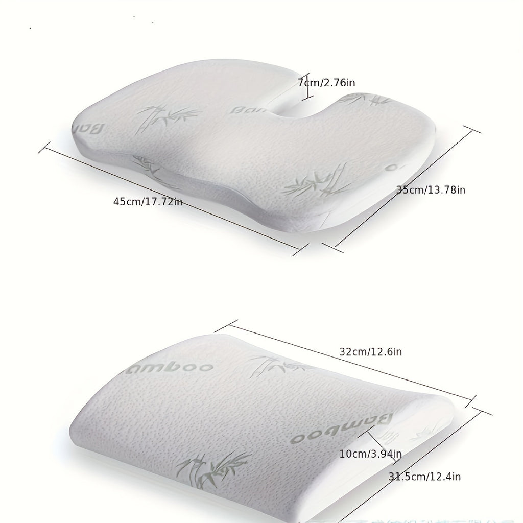 2pcs/set of memory slow rebound cushion, suitable for office chair cushion, car booster cushion, etc., 1 waist support cushion + 1 dining chair cushion, back support car office cushion