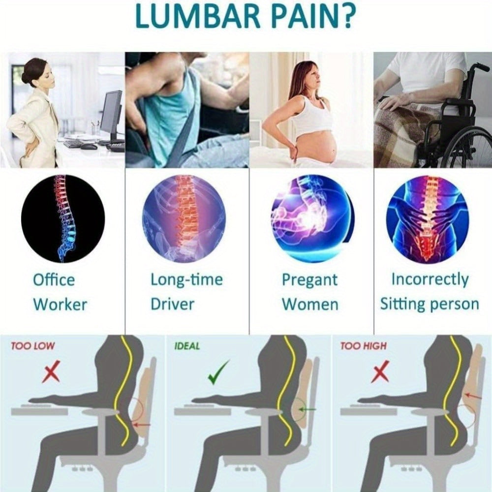 Office Lumbar Support, The Savior for Those Who Sit for Long Periods! Slow-Rebound Lumbar Cushion, Super Comfortable for Lower Back Support, Ergonomic Waist Pillow, Conforms And Supports, Say Goodbye to Back.