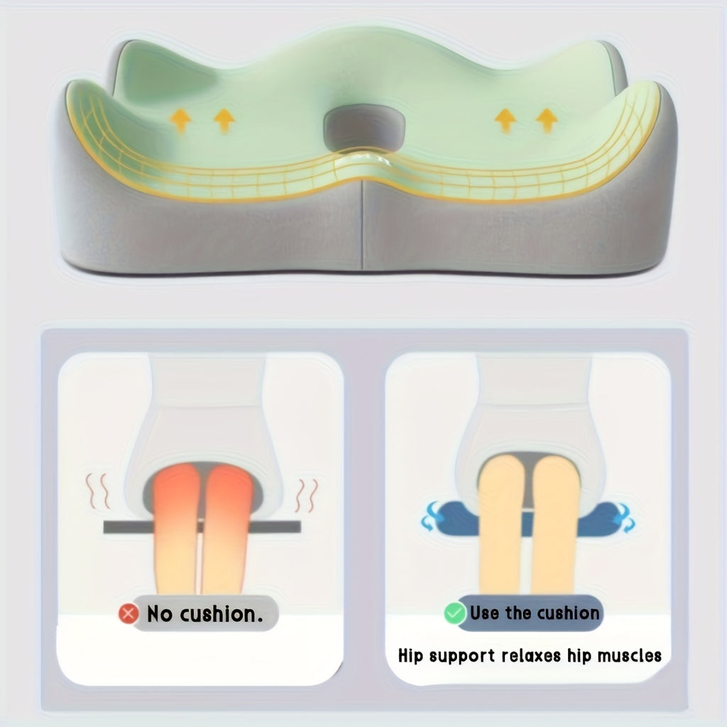 Anthropomorphic Memory Foam Office Chair Cushion, Butt Pad - Curved Design for Office Chairs and Car Seats Provides Lumbar Support with Soft Comfortable Padding, Improves Side Sleepers' Spinal, Hip, and Joints