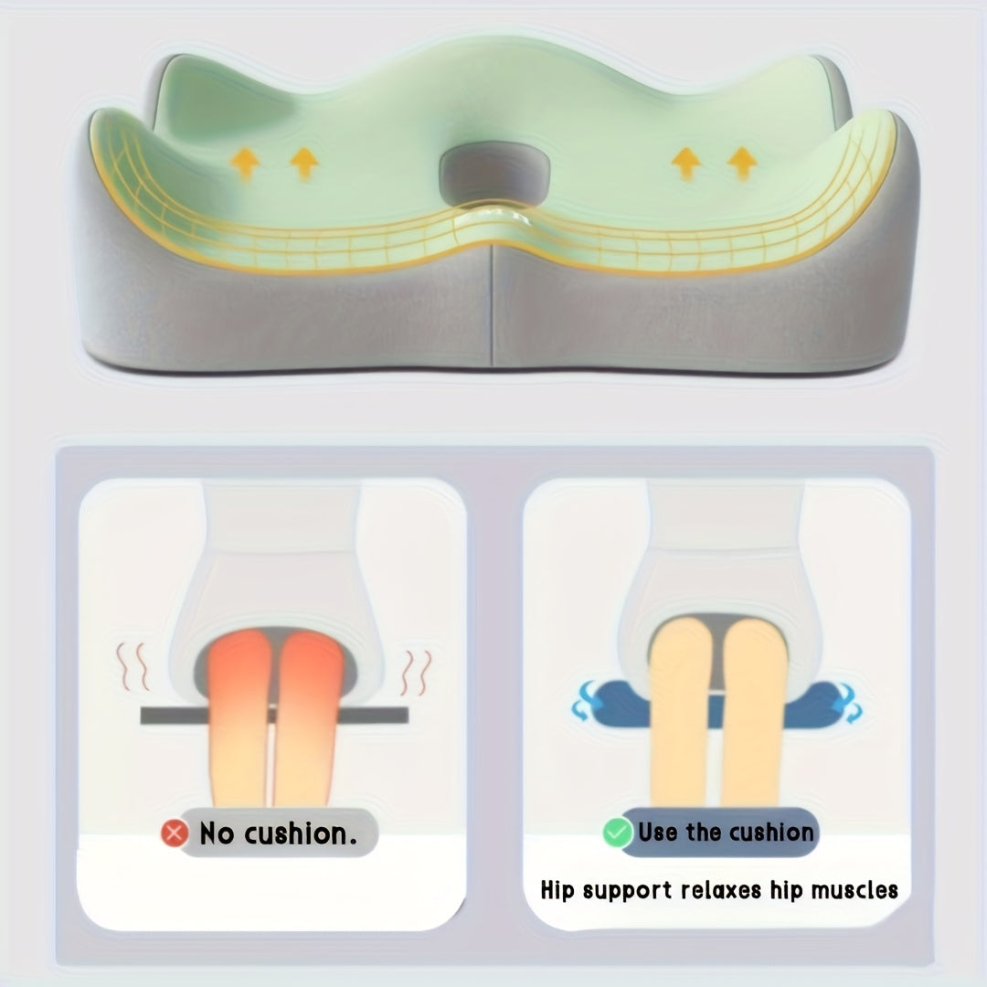 Anthropomorphic Memory Foam Office Chair Cushion, Butt Pad - Curved Design for Office Chairs and Car Seats Provides Lumbar Support with Soft Comfortable Padding, Improves Side Sleepers' Spinal, Hip, and Joints
