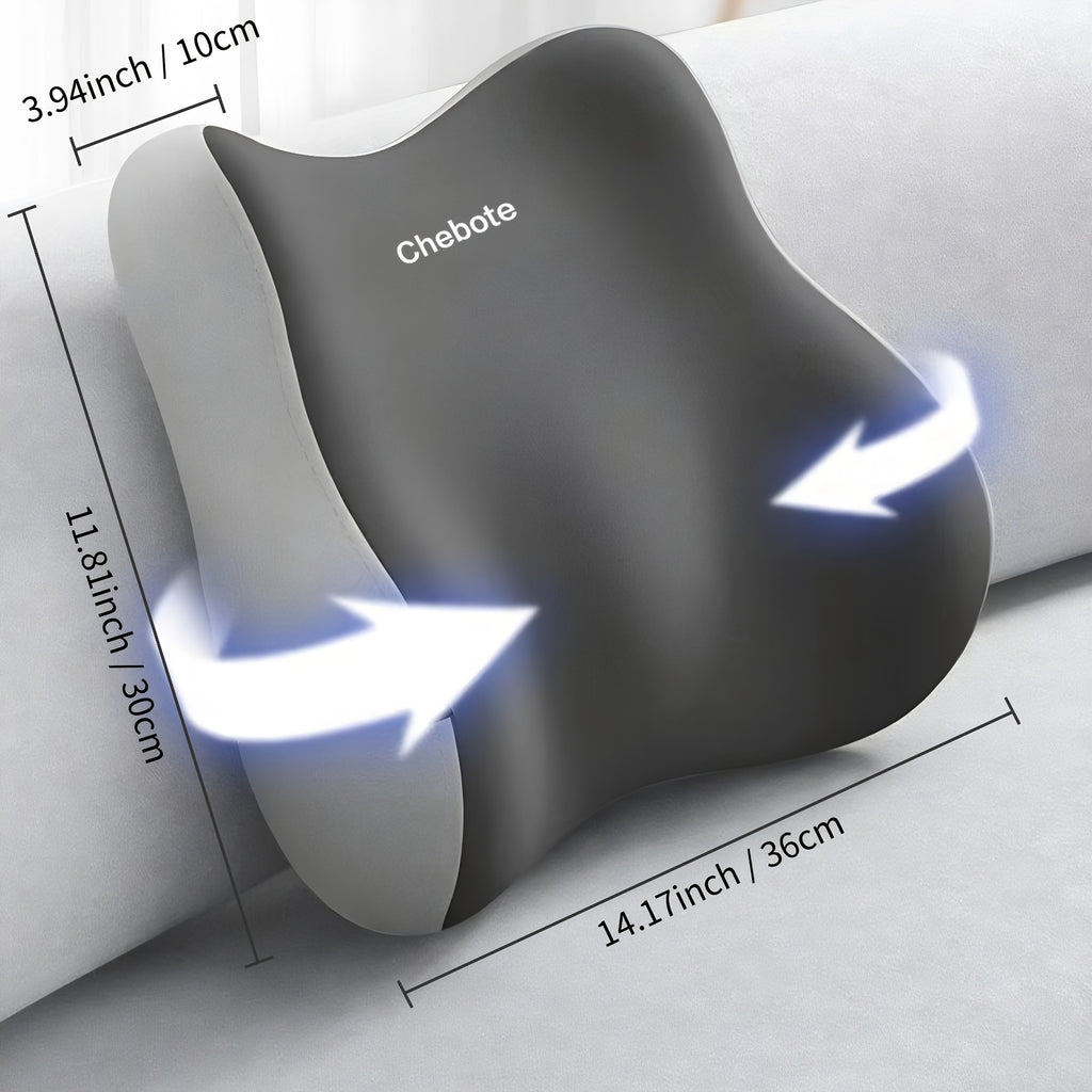 Ergonomic Lumbar Support Pillow with Memory Foam - Posture Corrector Cushion for Lower Back Pain Relief, Office Chair & Car Seat - Portable, Machine Washable, Lightweight Lumbar Pad with Contoured Design - Desk, Car, Home Office Use - Ideal for Prolonged