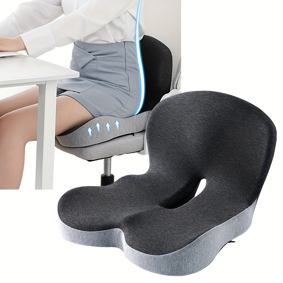 Ergonomic Office Chair Cushion with Memory Foam & Breathable Fabric - Posture-Correcting Lumbar Support, Slow-Rebound Pressure Relief, Irregular Contour Design for Home & Office Chairs (Grey/Black), Posture Corrector, Modern Aesthetic, Slow Rebound Foam