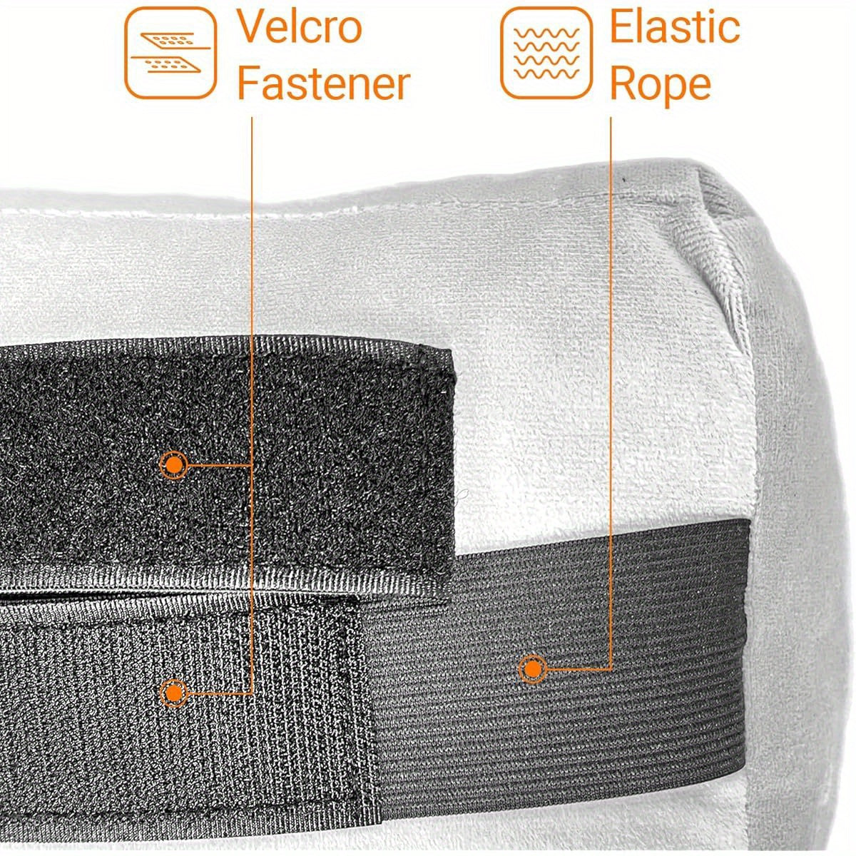 Velvet Roll Support Pillow for Lumbar, Back, Head, High Density Foam Support, Removable Cover, Upgraded Strap for Office, Chair, Car, Seat Relief & Improving Posture Grey