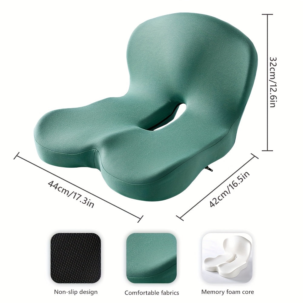 1pc Ergonomic Lumbar Support Cushion with Core - Posture-Correcting Backrest Pillow for Office Chair, Car Seat & Gaming, Removable Cover, Machine Washable, Grey - Ideal Gift for Drivers & Gamers, Contoured Design, Soft Cushioning, Long Sitting Comfort,