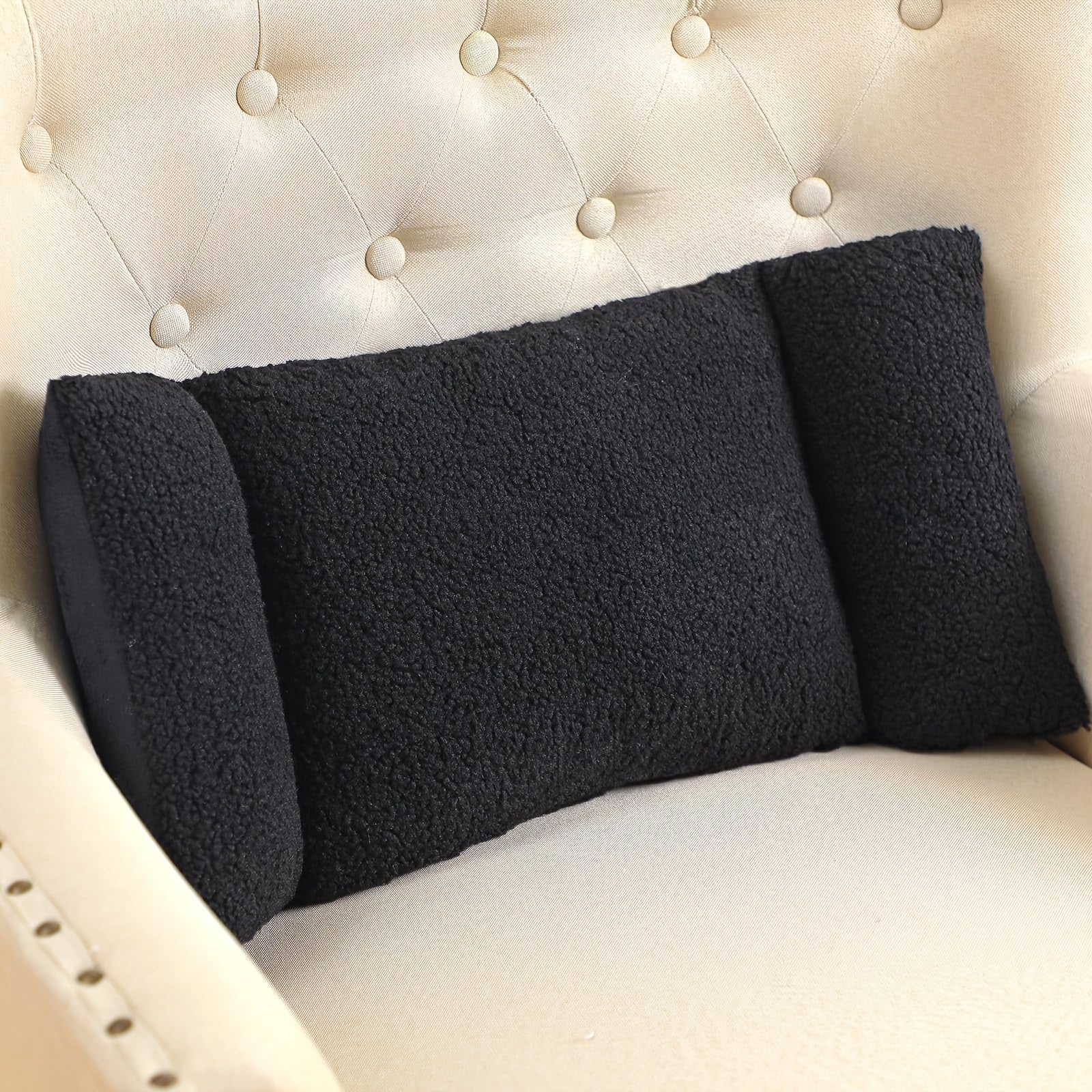 3-Gear Waist Support Pillow for Office Chairs and Sofas - Soft Polyester Knot Back Pad, Designed for Hand Washing, Grey, 3-Gear Adjustable Sitting Comfort Pillow, Home or Office Use