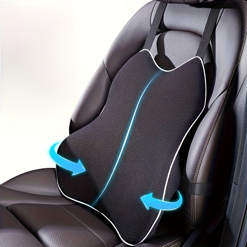 Ergonomic Lumbar Support Pillow with Dual Adjustable Straps, Memory Foam Cushion for Office Chair, Car Seat, Gaming Chair - Black, Relieves Back Pain & Improves Posture, Car Seat Comfort|Ergonomic Pillow|Memory Foam Pillow, Car Seat Cushion