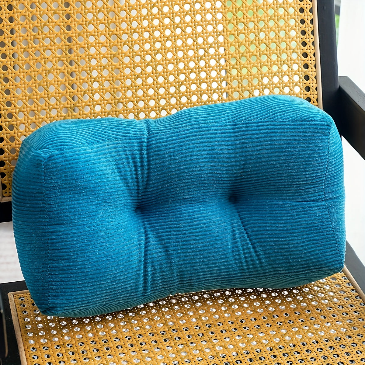 1pc Thickened Multi-Functional Lumbar Support Pillow, Retro Style Machine Washable Corduroy Fabric Suitable for Office Chairs and Home Decor, Concave Seat Cushion with Polyester Filling, Backrest Nap Pillow, Can Be Used as Headrest. 7.87inch*15.75inch
