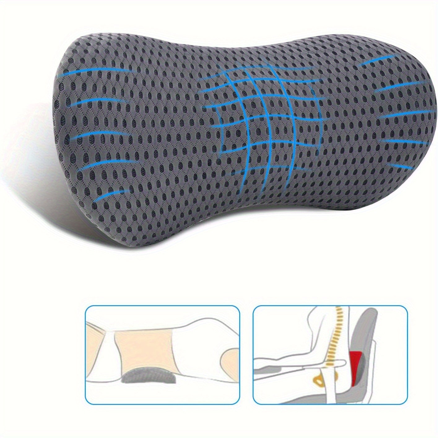 Lumbar Pillow, Lumbar Support Pillow, Suitable for Office Chairs and Car Seats, Back Support Pillow, Used to Lower Back, Used for Sleeping, Driving, Resting