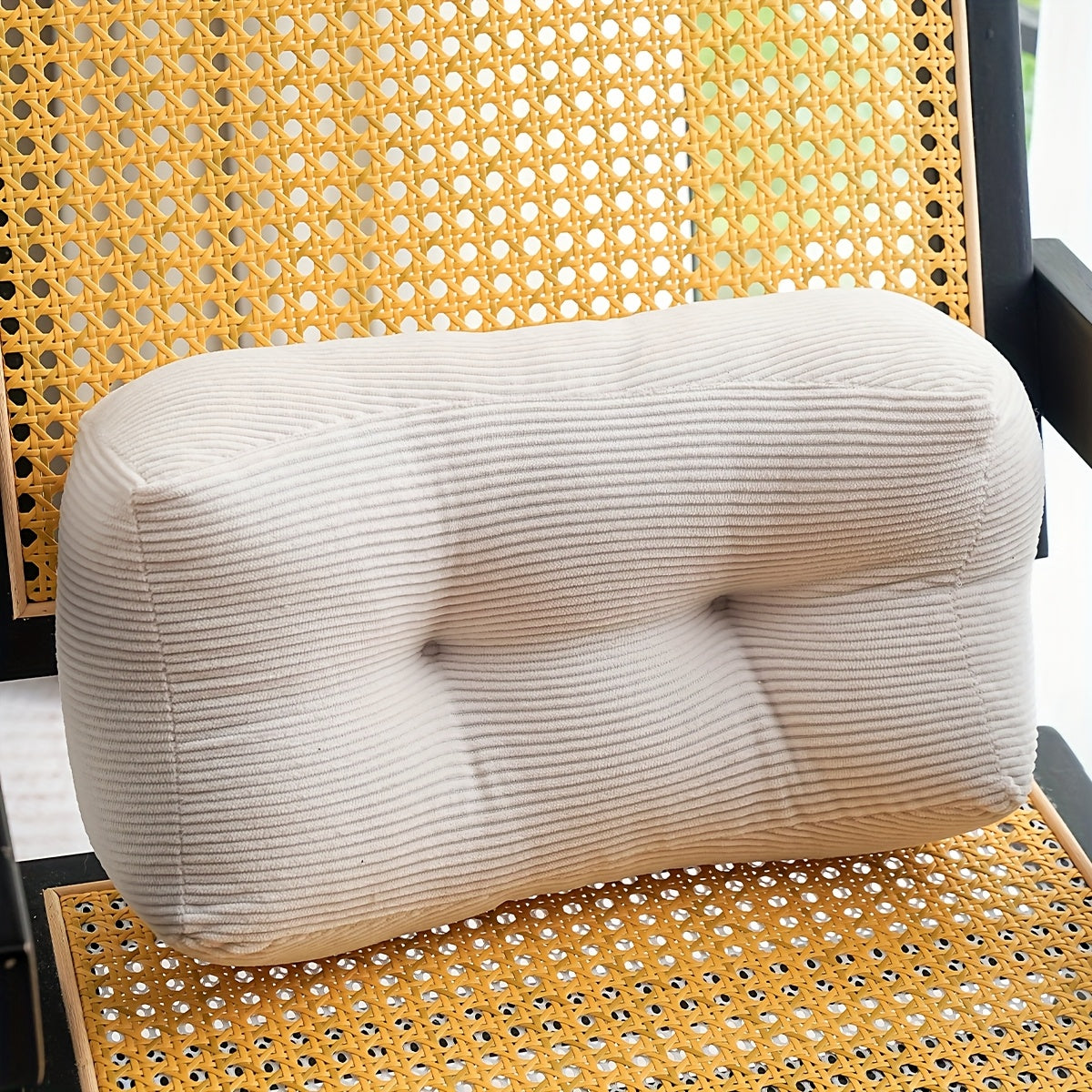 1pc Thickened Multi-Functional Lumbar Support Pillow, Retro Style Machine Washable Corduroy Fabric Suitable for Office Chairs and Home Decor, Concave Seat Cushion with Polyester Filling, Backrest Nap Pillow, Can Be Used as Headrest. 7.87inch*15.75inch