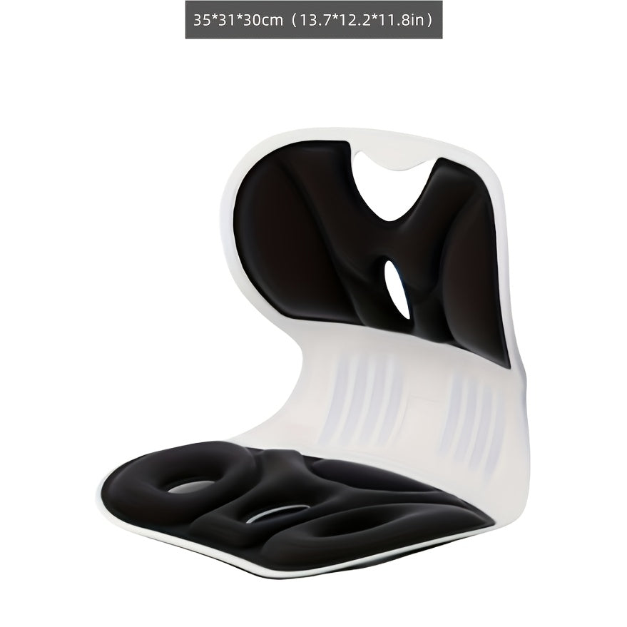Ergonomic Lumbar Support Pillow - Anti-Fatigue Back Cushion for Study & TV, Breathable Washable Nylon Cover, Multi-Purpose Non-Electric Seat Cushion with Pressure Relief & Posture Support, Black/Gray, Posture Improvement, Modern Design, Durable