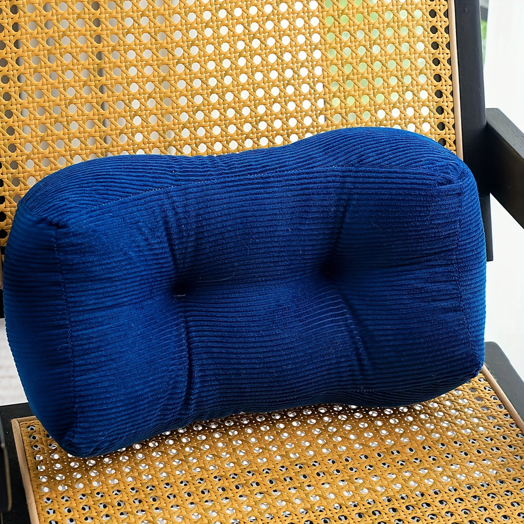 1pc Thickened Multi-Functional Lumbar Support Pillow, Retro Style Machine Washable Corduroy Fabric Suitable for Office Chairs and Home Decor, Concave Seat Cushion with Polyester Filling, Backrest Nap Pillow, Can Be Used as Headrest. 7.87inch*15.75inch
