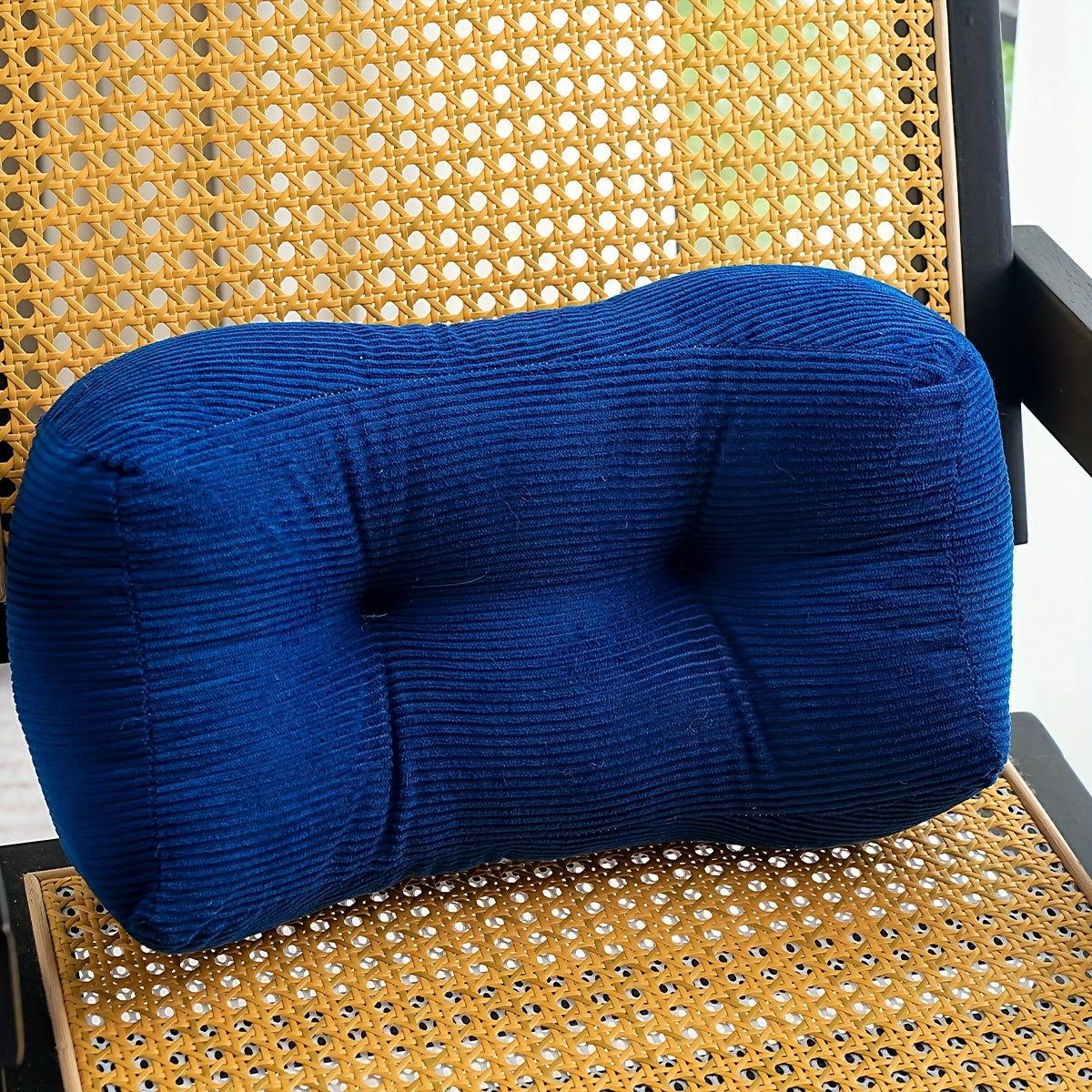 1pc Thickened Multi-Functional Lumbar Support Pillow, Retro Style Machine Washable Corduroy Fabric Suitable for Office Chairs and Home Decor, Concave Seat Cushion with Polyester Filling, Backrest Nap Pillow, Can Be Used as Headrest. 7.87inch*15.75inch