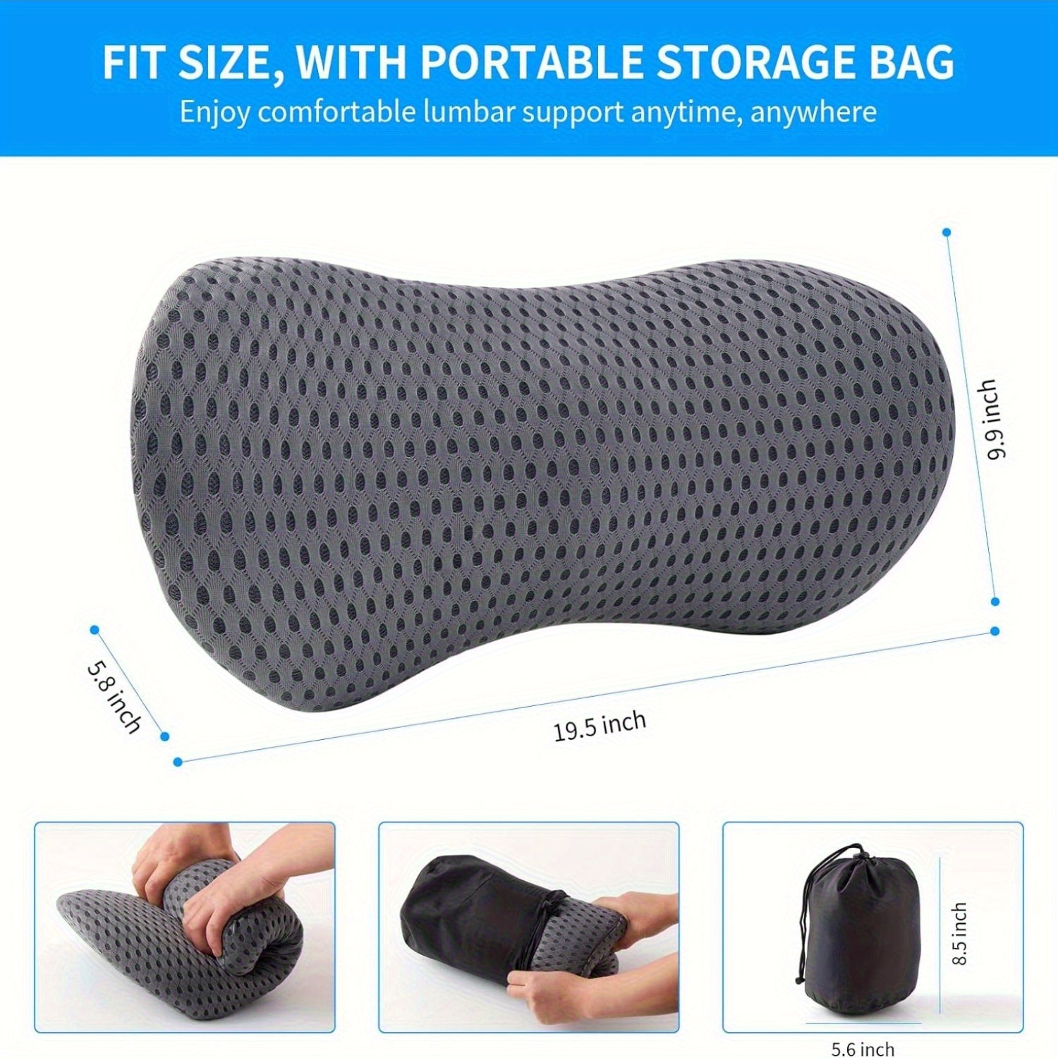 Lumbar Pillow, Lumbar Support Pillow for Office Chair and Car Seat, Back Support Pillow for Lower Back Relief, Support Cushion Back Pillow for Sleeping, Driving, Resting