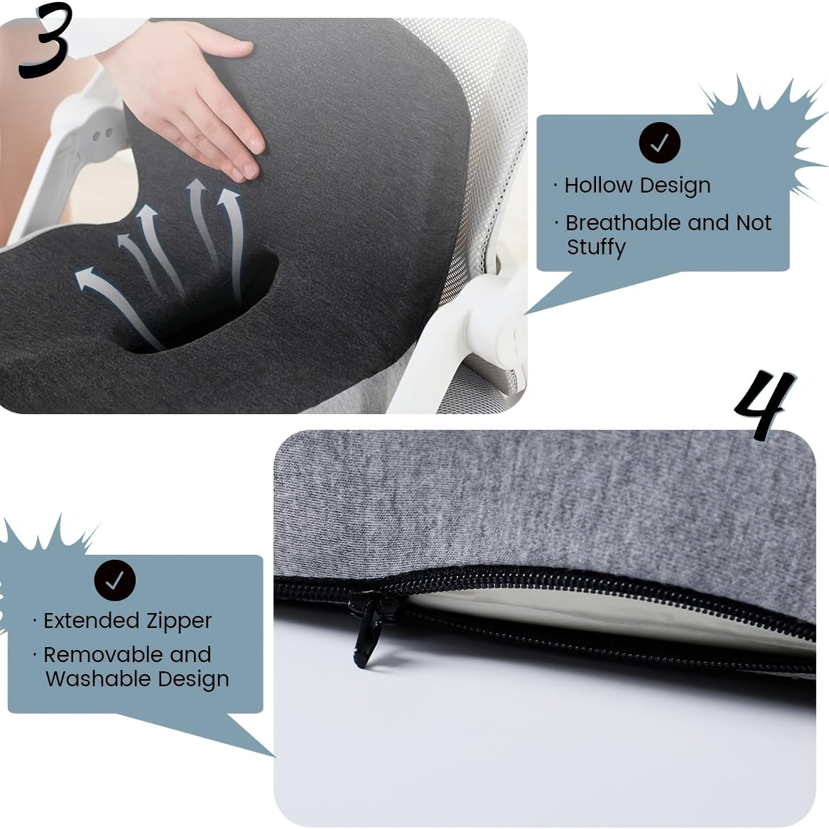 Ergonomic Back Support Seat Cushion - Soft, Supportive Office Chair & Gaming Chair Pad for Long Hours of Sitting, Driving, and Desk Work - Perfect Gift for Back-to-School Season, Black, Backrest Cushion, Comfortable Seating, Contoured Design, Durable
