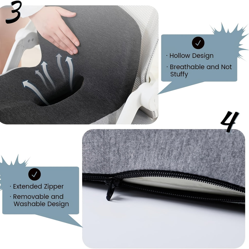 Ergonomic Back Support Seat Cushion - Soft, Supportive Office Chair & Gaming Chair Pad for Long Hours of Sitting, Driving, and Desk Work - Perfect Gift for Back-to-School Season, Black, Backrest Cushion, Comfortable Seating, Contoured Design, Durable