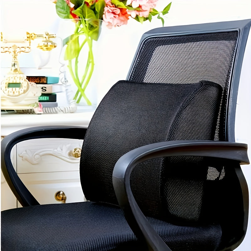 Anthropomorphic Memory Foam Lumbar Support Pillow, Suitable for Office Chairs and Car Seats - Adjustable Backrest Cushion with Breathable Mesh, Perfect Balance and Posture Correction, Black, Car Seat Pad