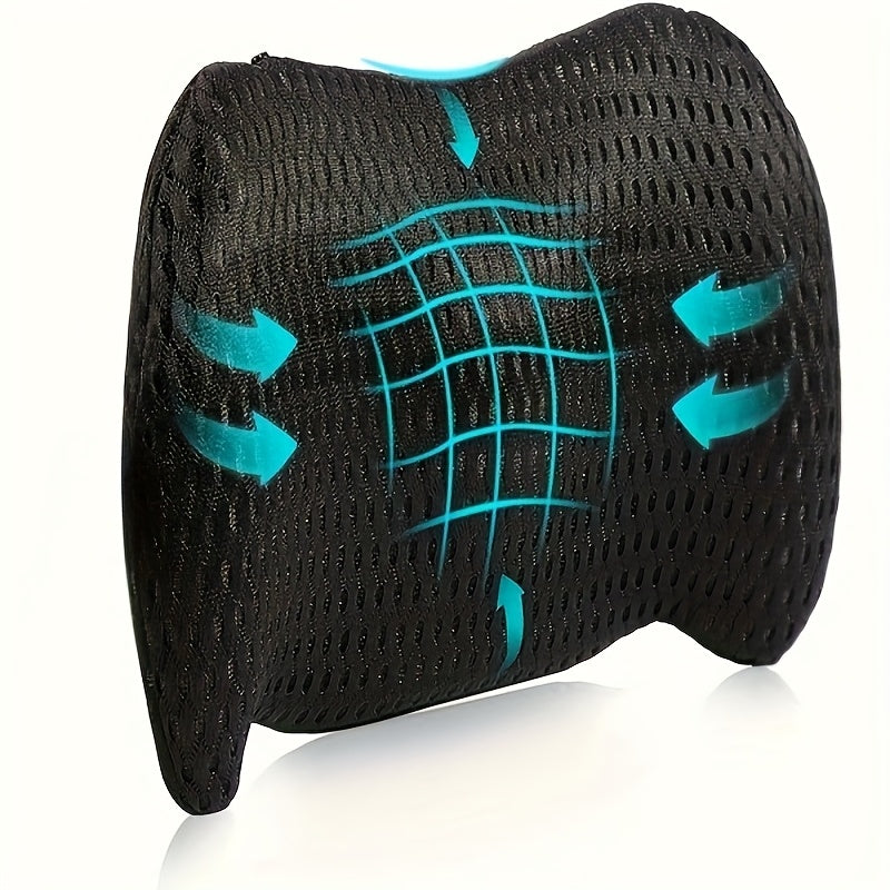 Ergonomic lumbar support pillow with adjustable seat belt - pillows for office chairs, cars, and beds, black, orthopedic design, for spinal alignment, chair pillow | ergonomic design | pillow, lumbar support pillow