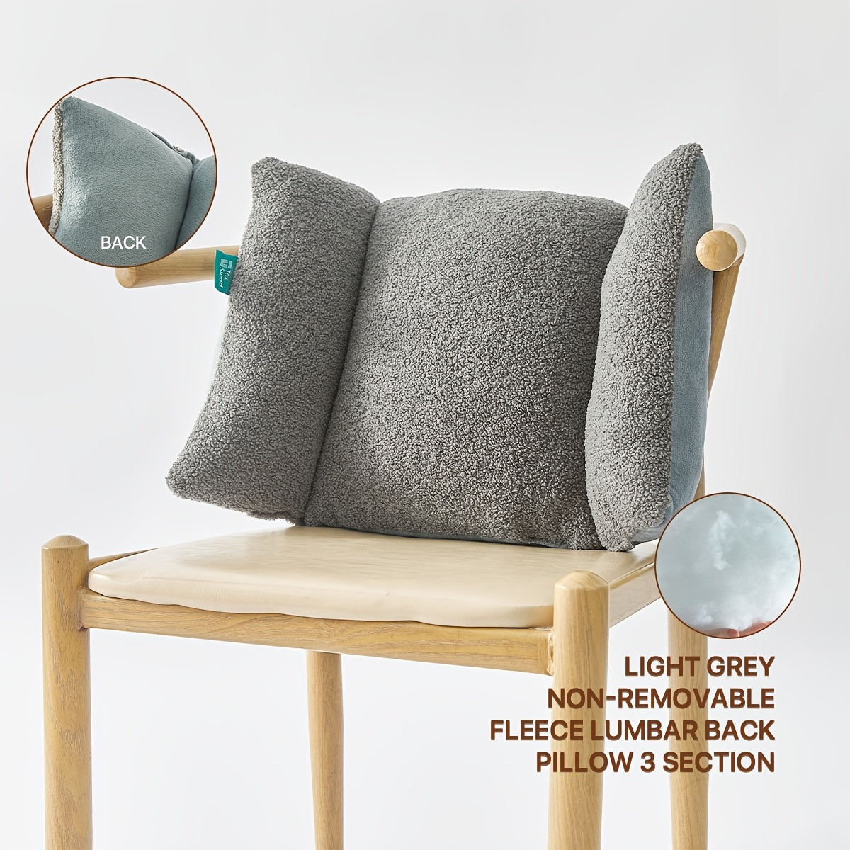 1pc, Fleece Lumbar Support Pillow, 3-Section Back Cushion for Office Chair, Comfortable Lumbar Support Pad for Car Seat and Sofa, Gaming Chair Lumbar Cushion with Washable Cover