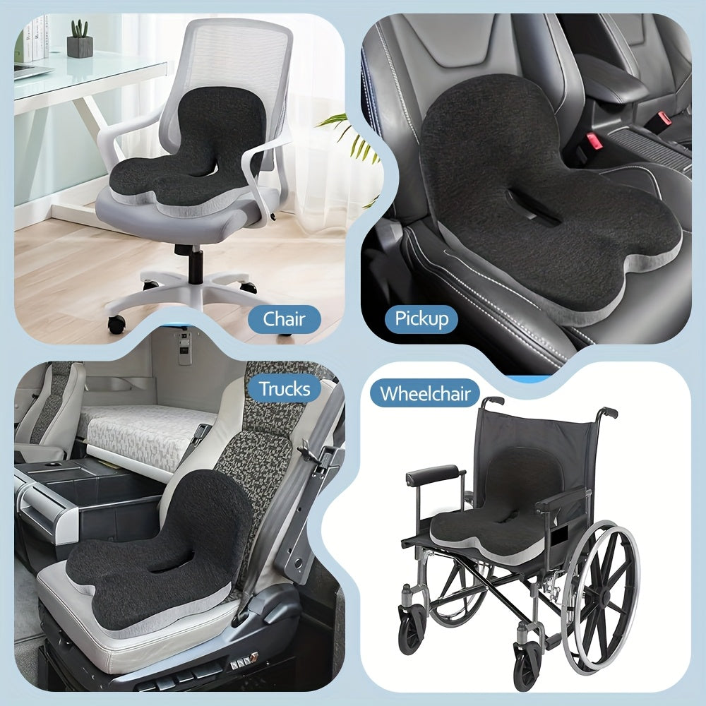 1pc Ergonomic Lumbar Support Cushion with Core - Posture-Correcting Backrest Pillow for Office Chair, Car Seat & Gaming, Removable Cover, Machine Washable, Grey - Ideal Gift for Drivers & Gamers, Contoured Design, Soft Cushioning, Long Sitting Comfort,