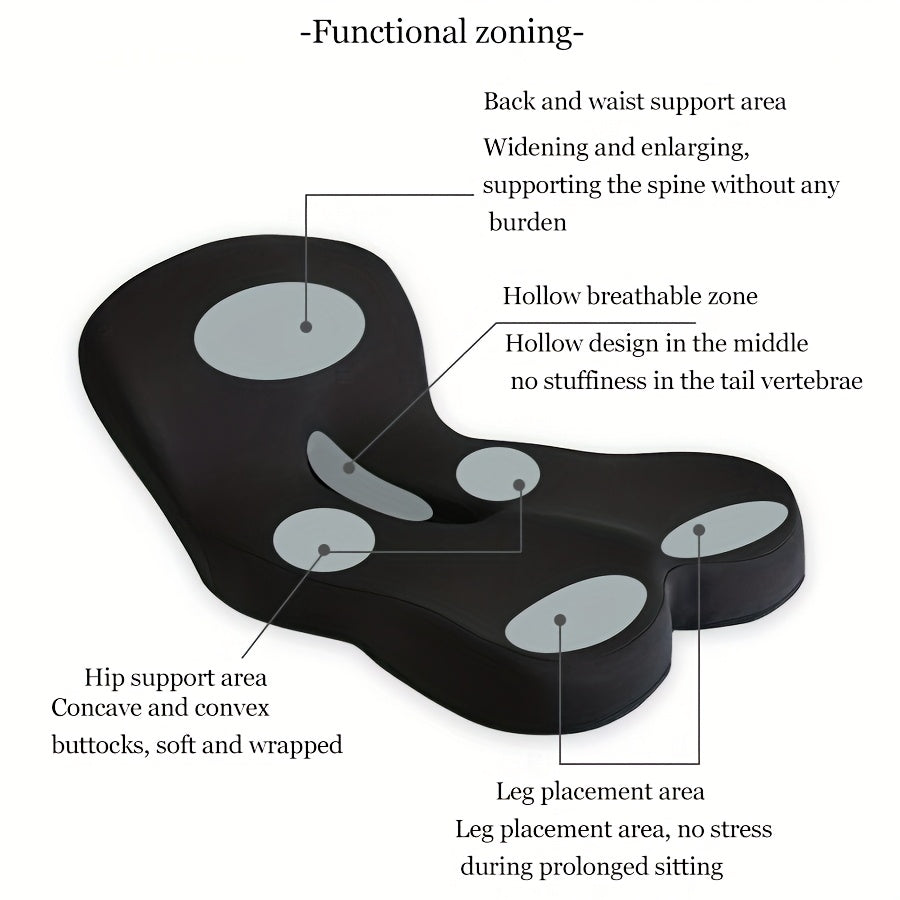 Ergonomic Office Chair Cushion with Memory Foam & Breathable Fabric - Posture-Correcting Lumbar Support, Slow-Rebound Pressure Relief, Irregular Contour Design for Home & Office Chairs (Grey/Black), Posture Corrector, Modern Aesthetic, Slow Rebound Foam