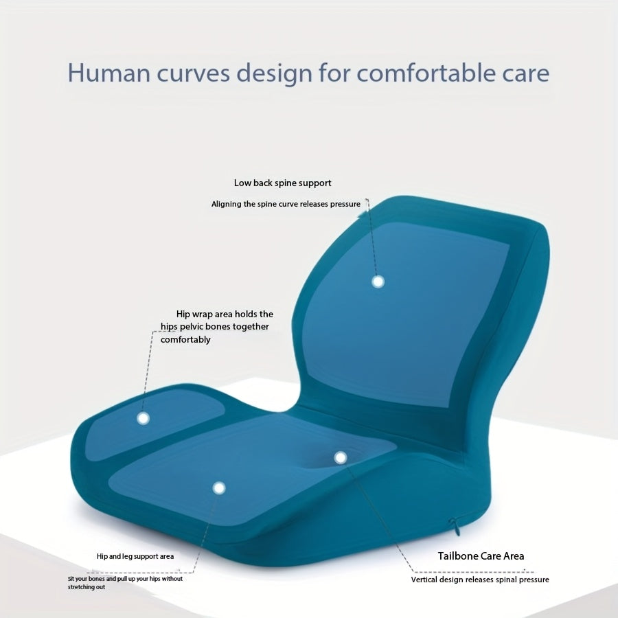 Ergonomic Seat Cushion with Backrest - Soft, Supportive, Washable Office Cushion for Hip and Lumbar Comfort, Ideal for Long-Term Sitting, Truck Drivers, and Desk Work, Black, Cushions for Sitting, Comfortable Seating, Contoured Design, Durable Cushion