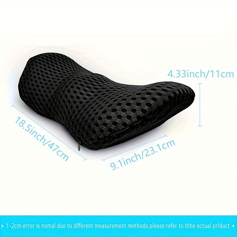 Human-Engineered Lumbar Support Pillow, Black, Textured Surface, Lightweight, Machine Washable – Suitable for Car Seats, Office Chairs, Recliners & Beds | Back | Ergonomic Design with Removable Cover