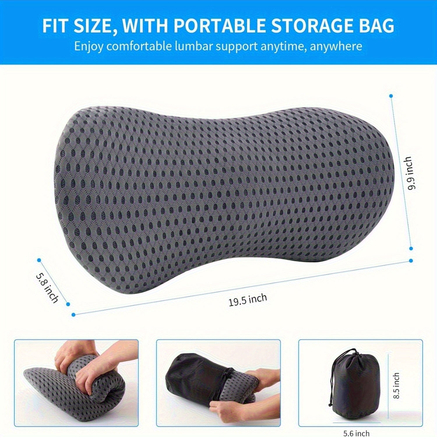 Lumbar Pillow, Lumbar Support Pillow, Suitable for Office Chairs and Car Seats, Back Support Pillow, Used to Lower Back, Used for Sleeping, Driving, Resting