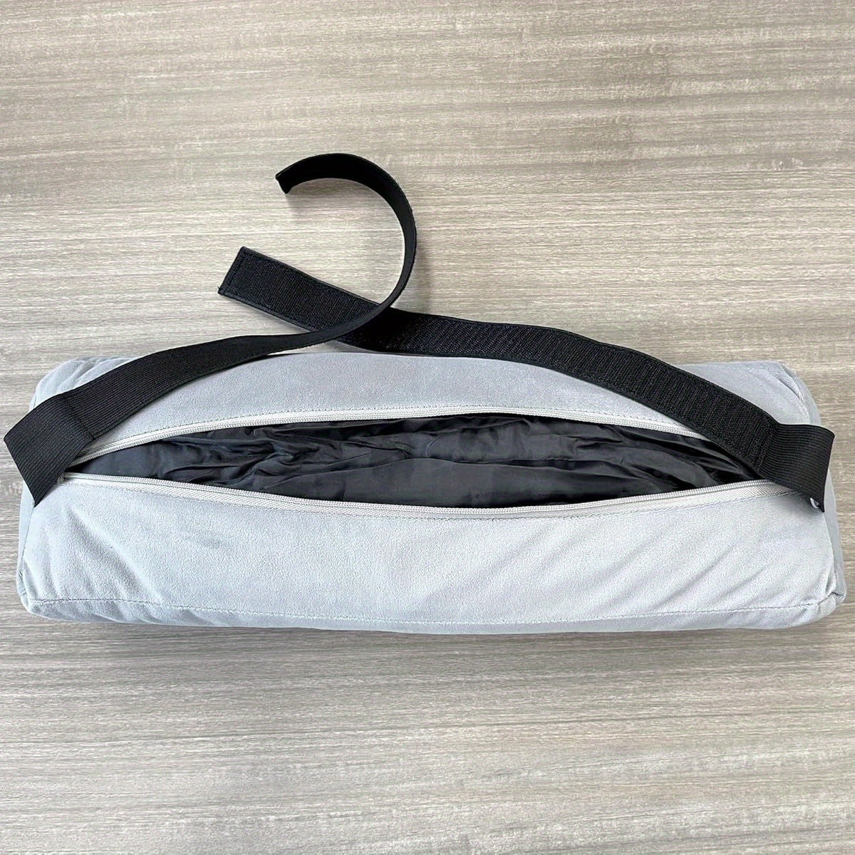 Velvet Roll Support Pillow for Lumbar, Back, Head, High Density Foam Support, Removable Cover, Upgraded Strap for Office, Chair, Car, Seat Relief & Improving Posture Grey