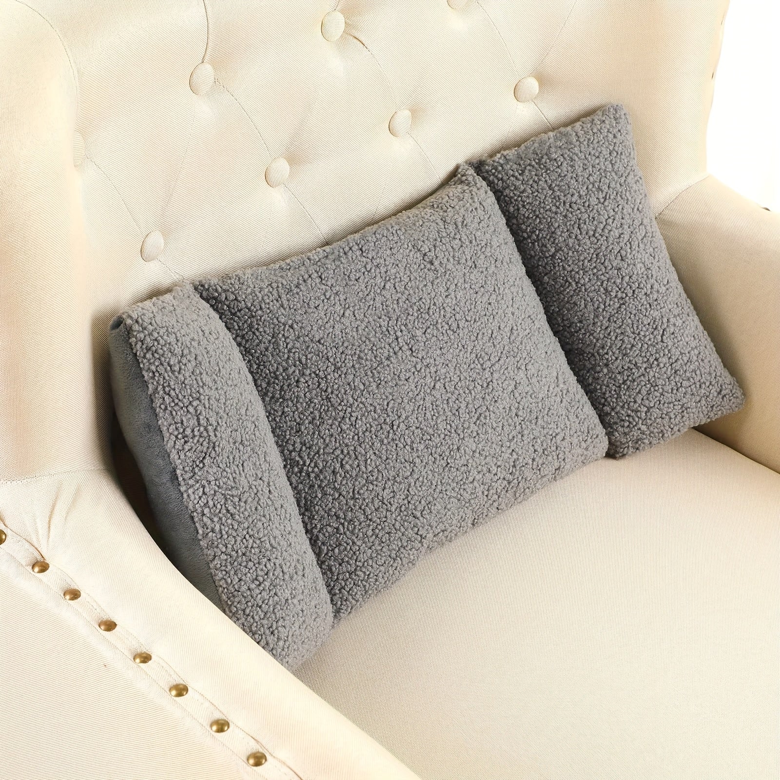 3-Gear Waist Support Pillow for Office Chairs and Sofas - Soft Polyester Knot Back Pad, Designed for Hand Washing, Grey, 3-Gear Adjustable Sitting Comfort Pillow, Home or Office Use